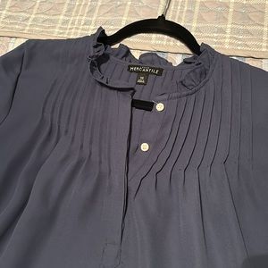 J. Crew Pin-tuck Pleated Peasant Blouse Top